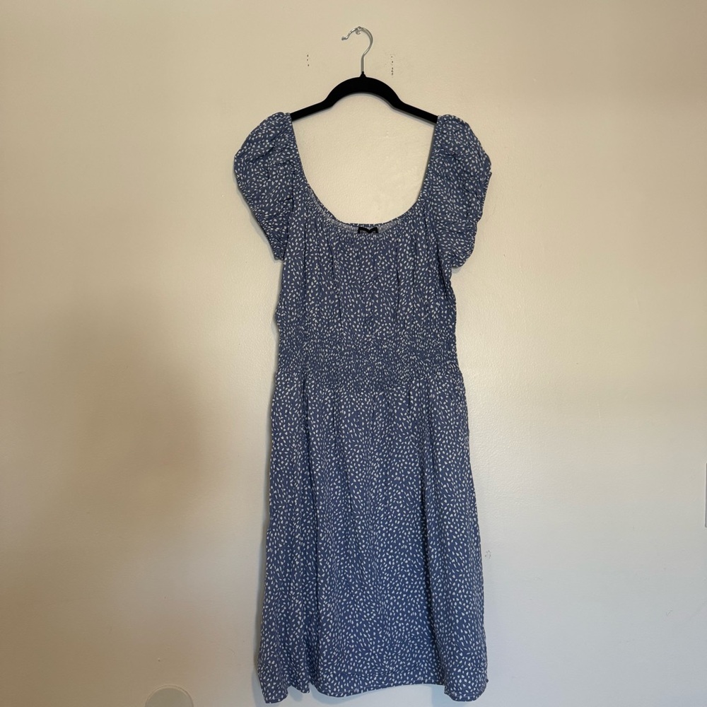 Streetwear Society | Blue Patterned Short Sleeve Midi Dress